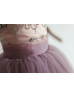 Beaded Lavender Satin Tulle Tutu Flower Girl Dress